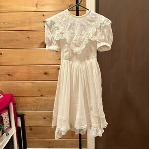 Gunne Sax for Jessica McClintock White Pearl Collar Tiered Dress Size 10